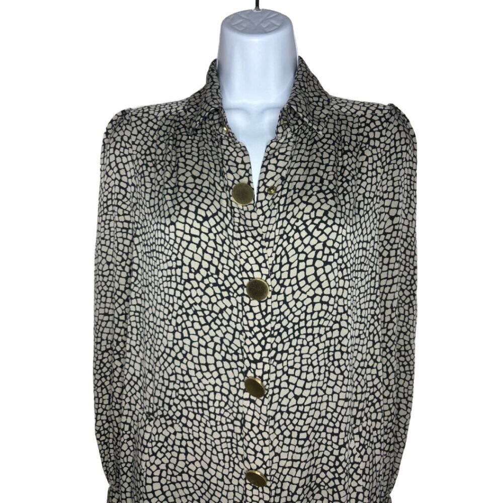 Diane Von Furstenberg Sz 2 Silk/Lycra Patterned Buttoned Shirt Dress (1435) - Picture 2 of 5